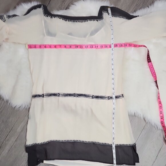 Club Monaco Silk Embroidered 3/4 Sleeve Boho Mini Dress Size 6 - Picture 15 of 15